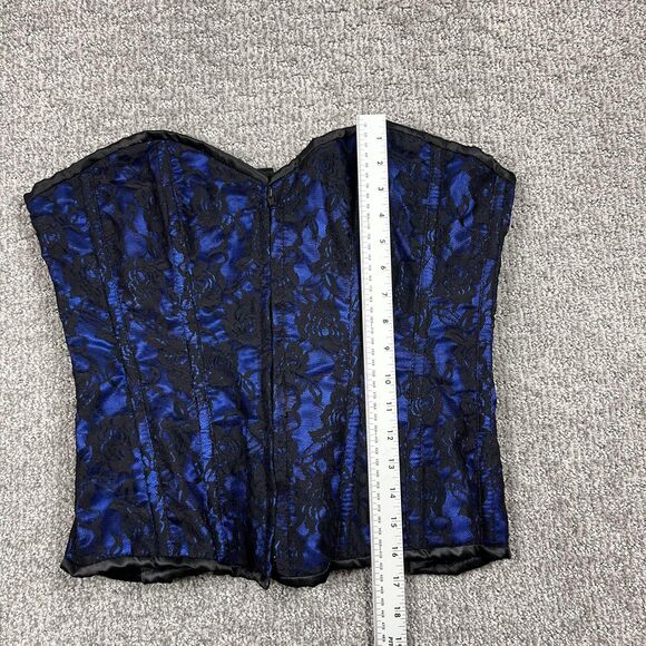 Lavish Daisy Corsets Top Women XL Blue Black Lace Dark Floral Whimsigoth Bustier - Picture 4 of 11